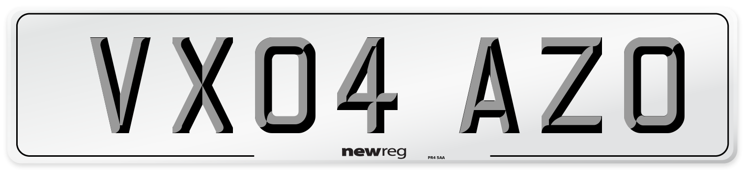 VX04 AZO Number Plate from New Reg